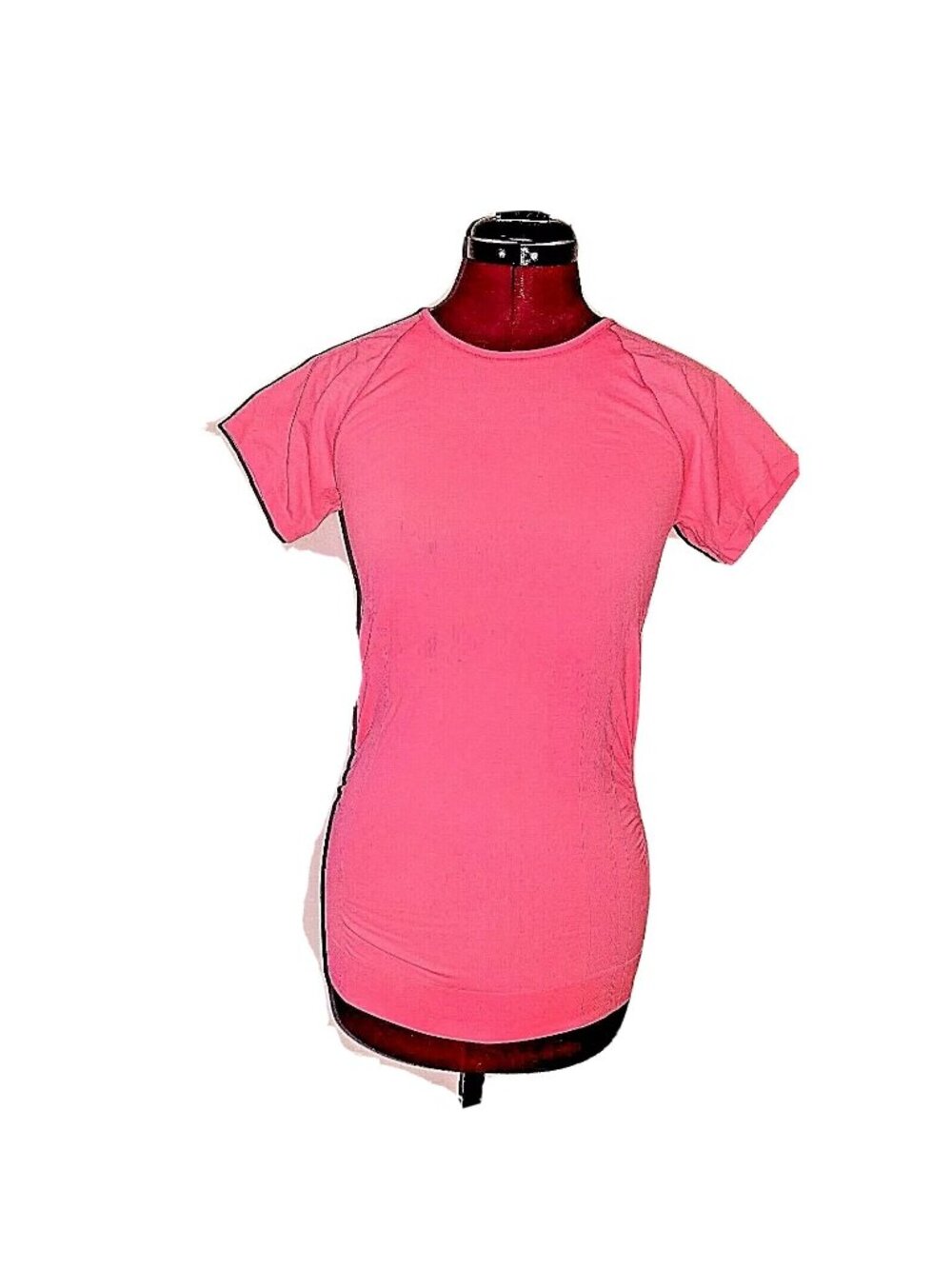 Athleta Finish Fast Top M Coral Women Ruched Hem Grip Running Athletic Shirt Med